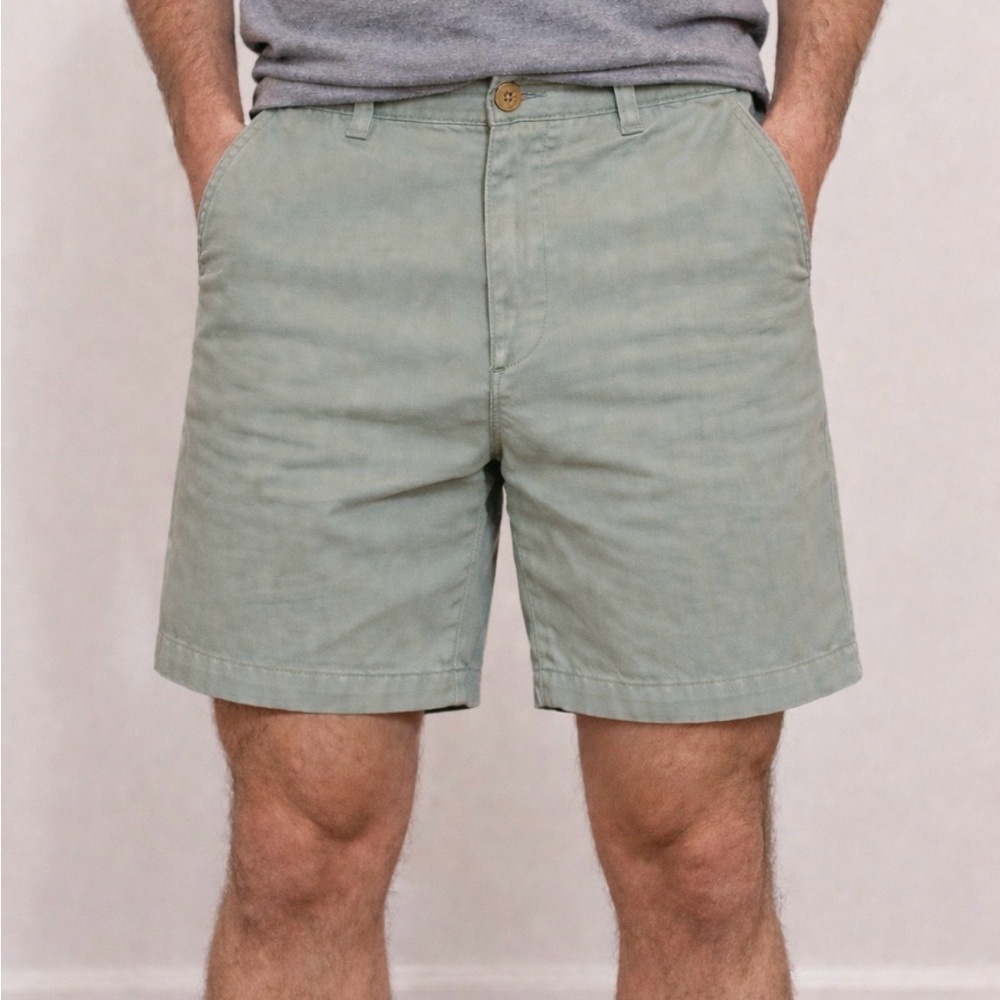 Berle Pale Green Vintage Series Flat Front Stone Washed & Beaten Shorts Size 38